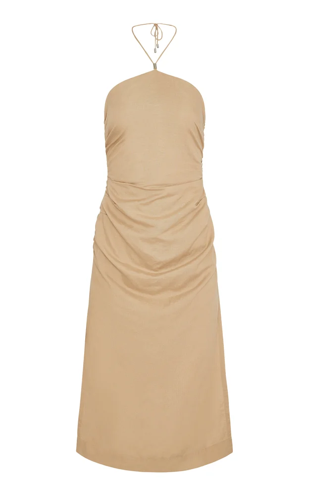 Air Linen Ruched Halter Dress