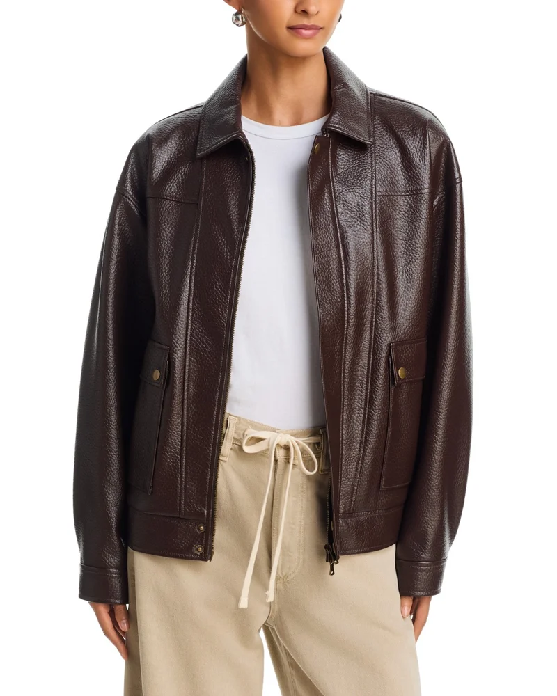 Ashland Faux Leather Bomber Jacket