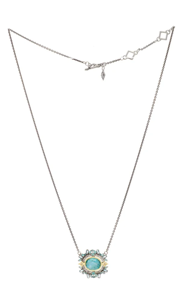 18K Yellow Gold Sterling Silver Grandidierite Necklace
