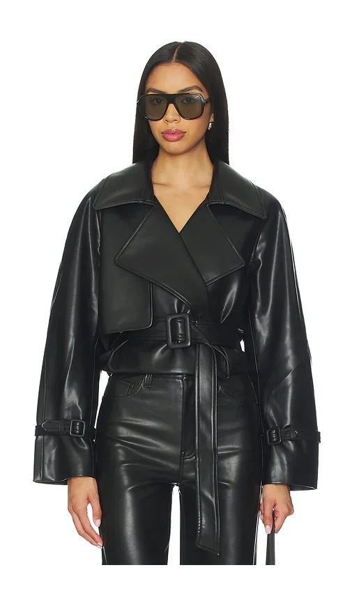 Elodie Charles Vegan Leather Crop Jacket