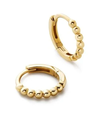 10K Gold Bead Huggie Hoops