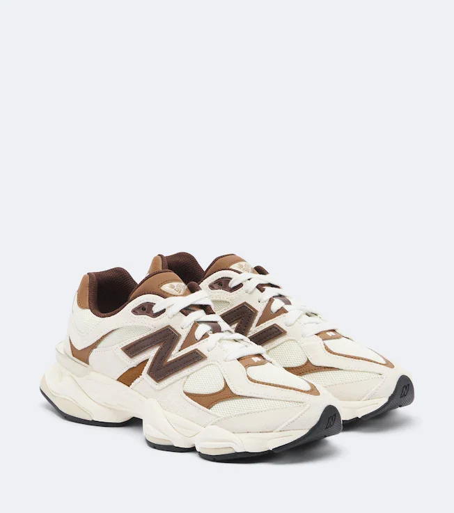 9060 suede-trimmed mesh sneakers