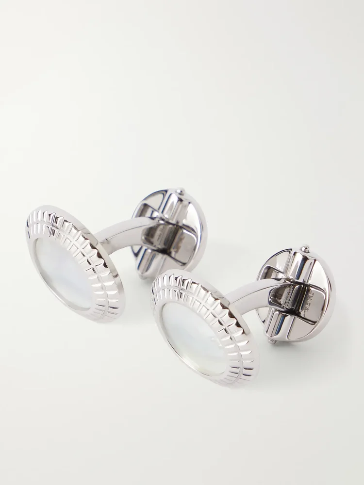 Hobnail Coin Mother-of-Pearl and Sterling Silver Cufflinks