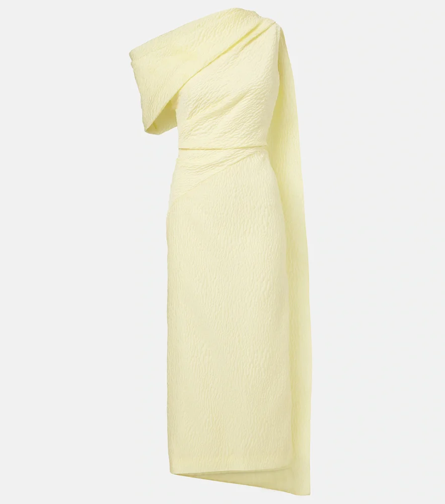 Maite caped cloqué midi dress
