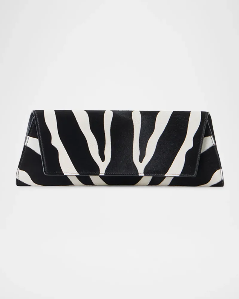 Small Zebra-Print Calf Hair Clutch Bag