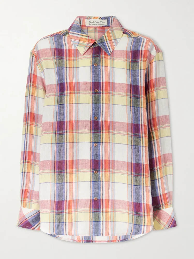 Daybreak checked linen shirt