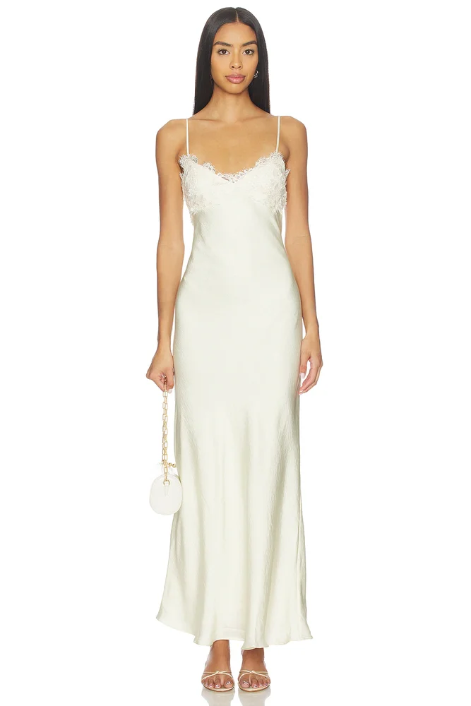 Elisan Lace Satin Maxi Dress