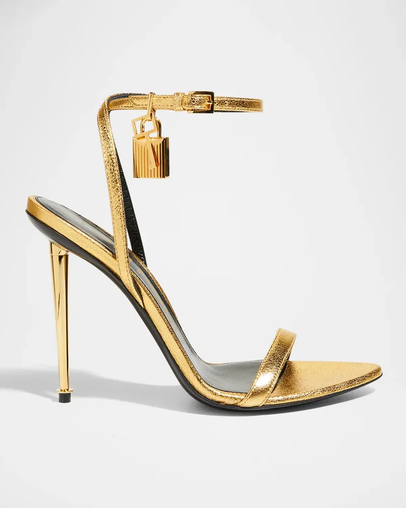 Lock Metallic Stiletto Sandals