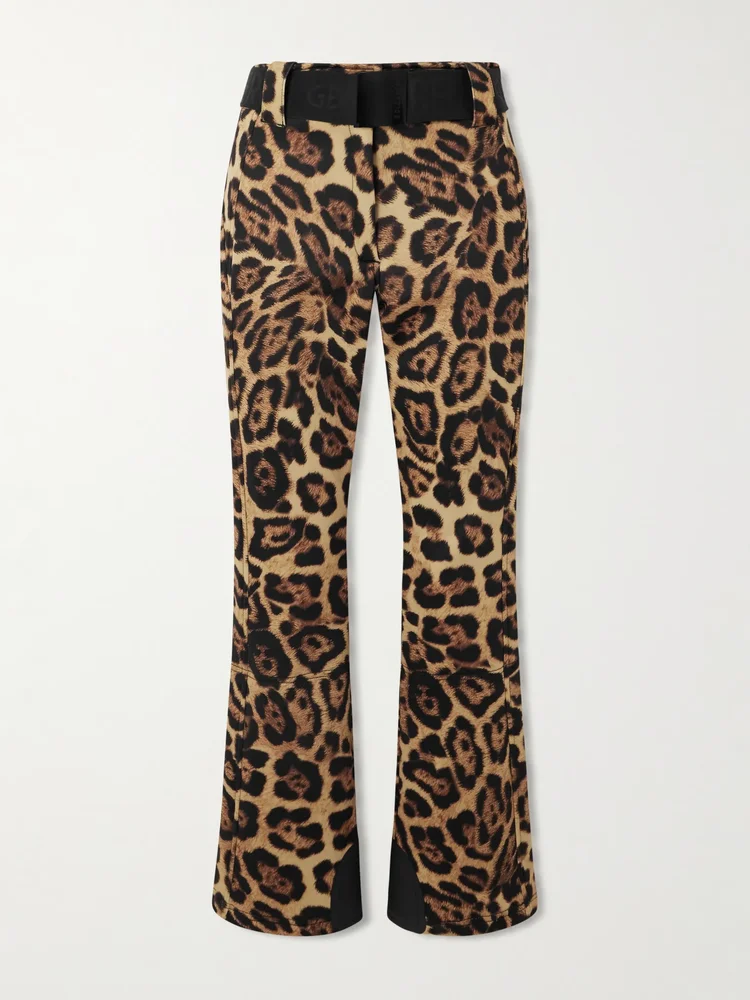 Minou belted leopard-print ski pants