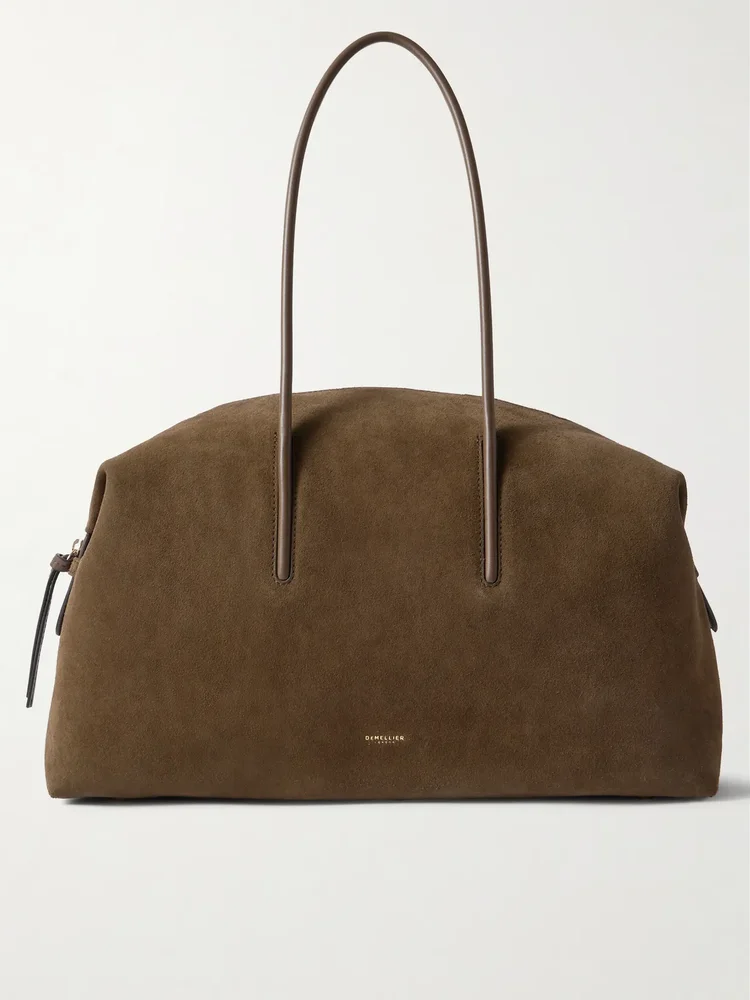 The Stockholm large leather-trimmed suede tote