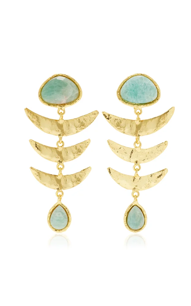 Happy Fish Golden Brass Amazonite Earrings
