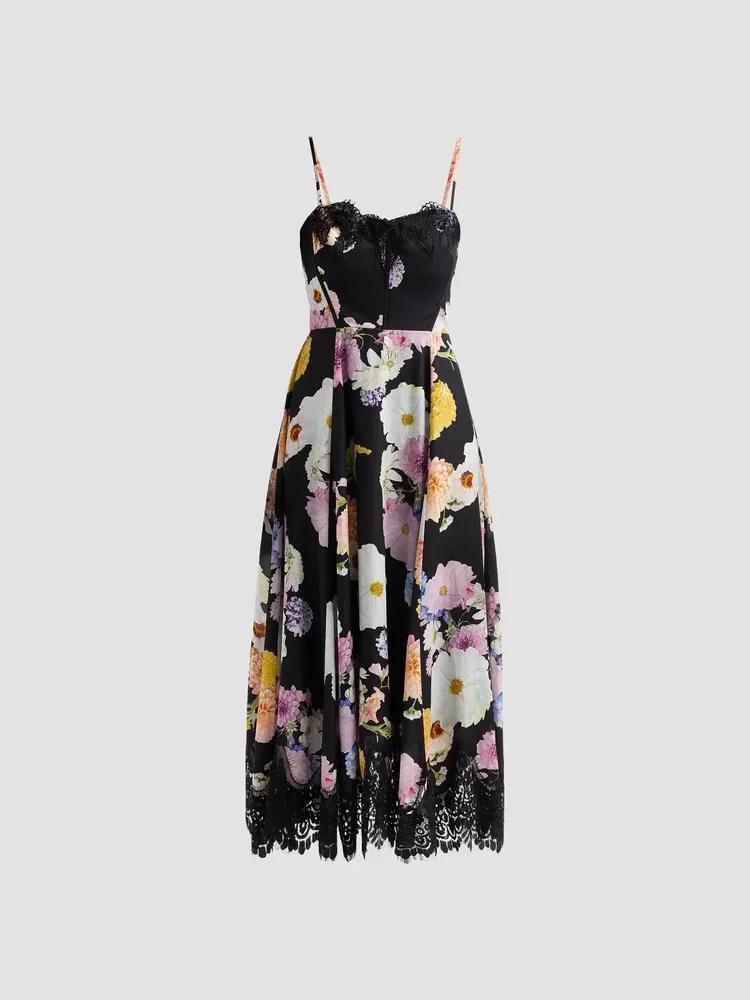 Junia Floral Voile Lace Midi Dress
