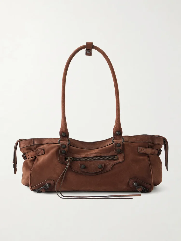 Balenciaga Le City East/West suede shoulder bag