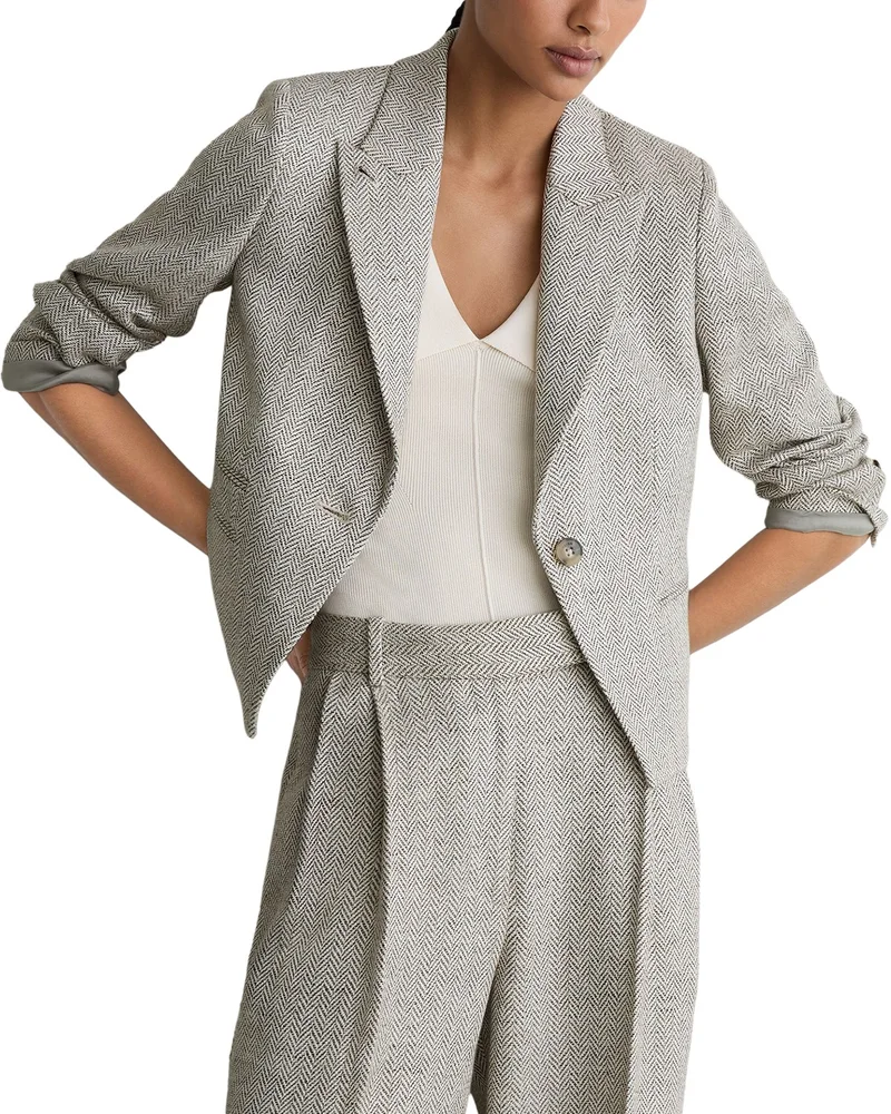Ezra Herringbone Cropped Blazer