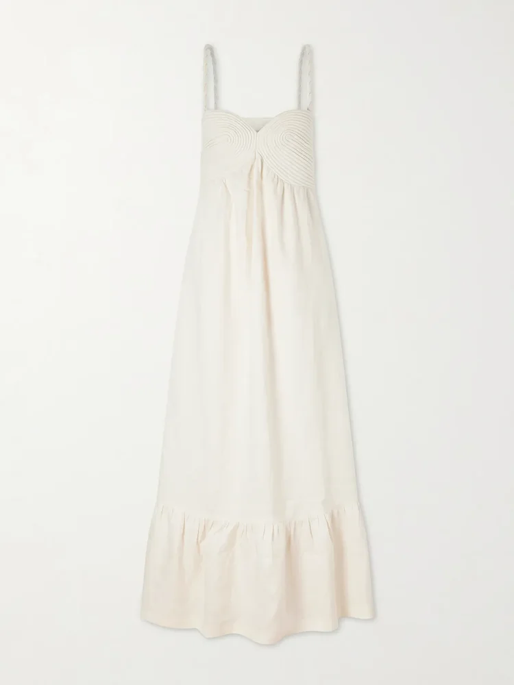 Tu Esencia embroidered tiered linen maxi dress