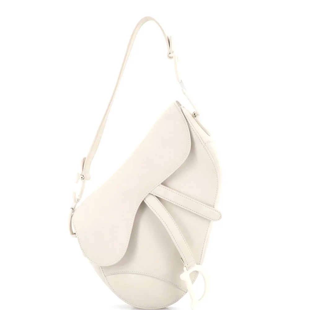 Dior Ultra Matte Saddle Handbag Leather Medium, White