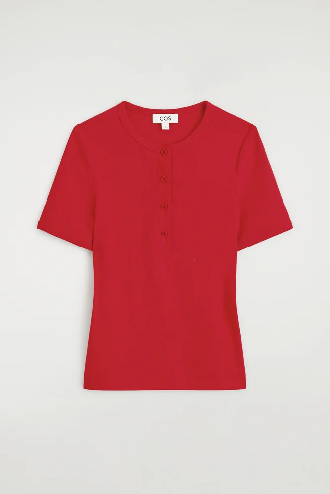 Ribbed Henley T-shirt