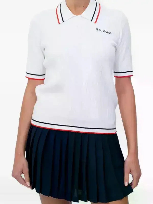 cable-knit polo top