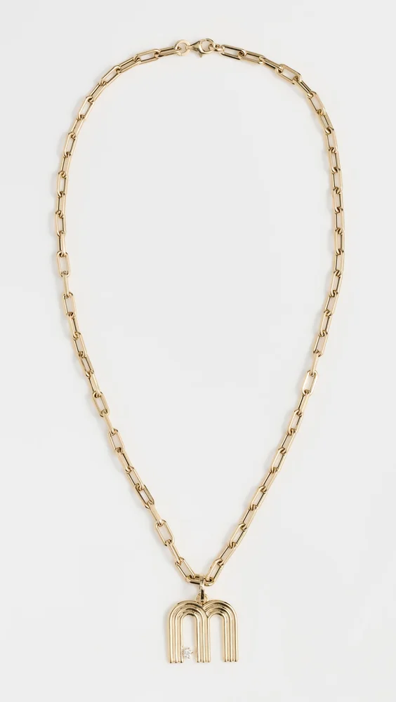 Groovy Diamond Initial Hinged Charm Gold Necklace