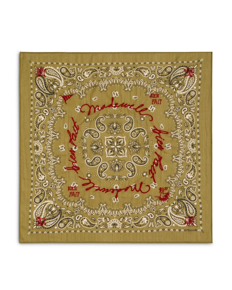 Embroidered Cotton Bandana Scarf