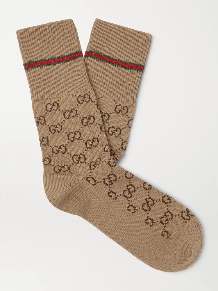 Logo-Jacquard Cotton-Blend Socks