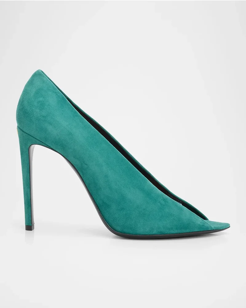105mm Open Toe Revele Suede Pumps