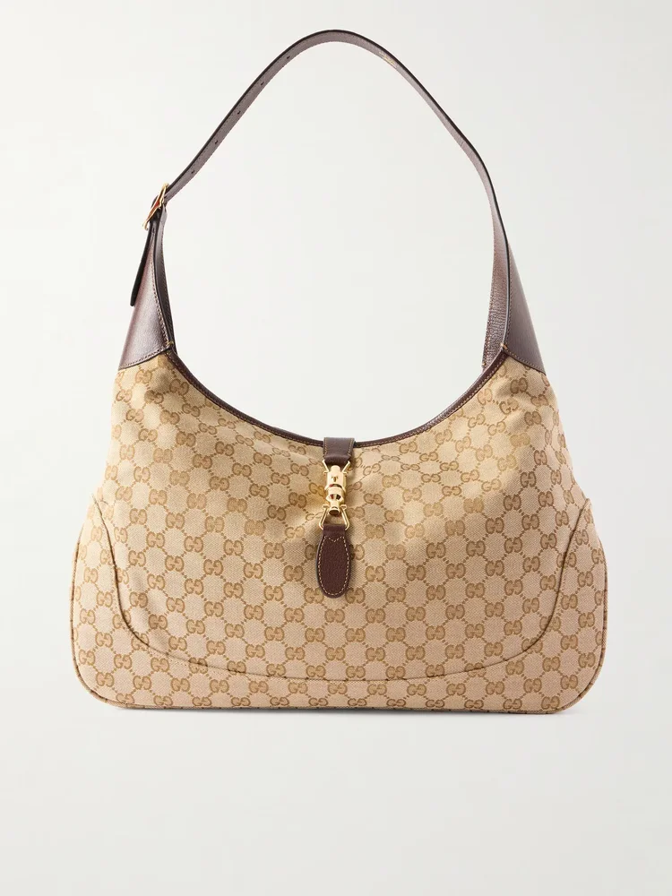jackie 1961 leather trimmed printed coated canvas shoulder bag