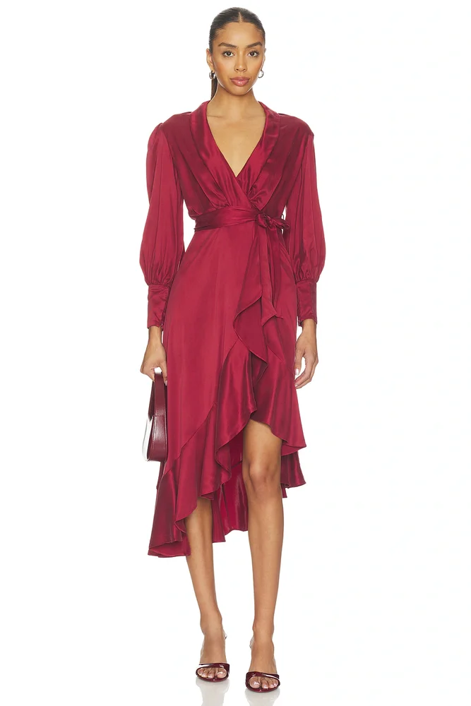 Petite Silk Wrap Midi Dress