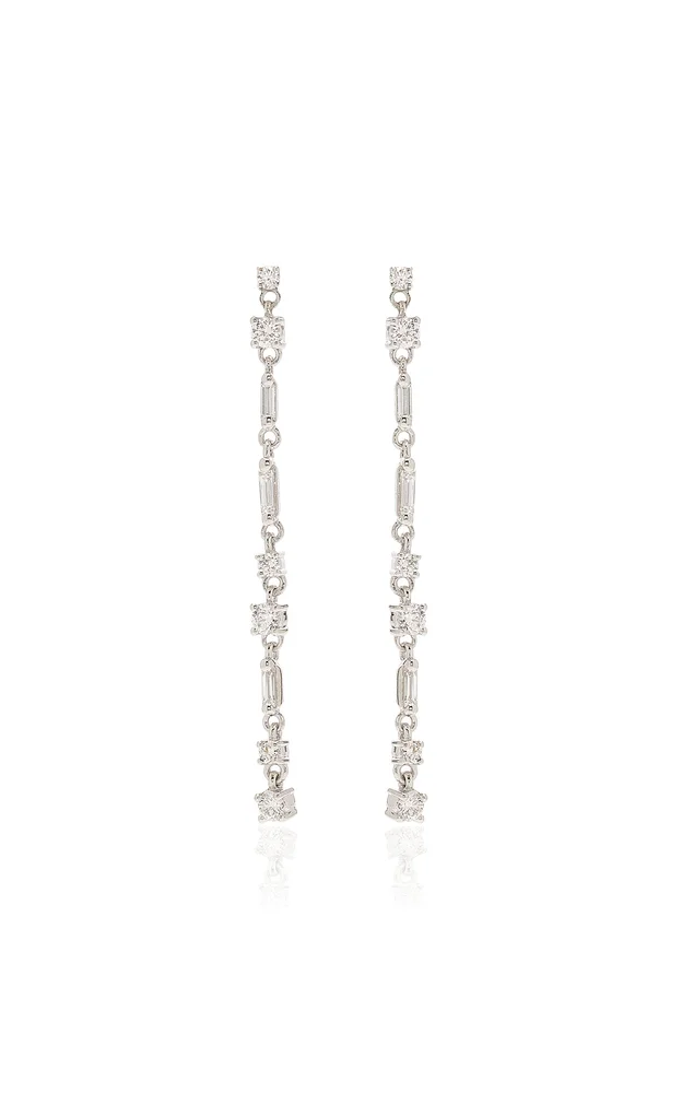 Thin Mix 18K White Gold Diamond Earrings
