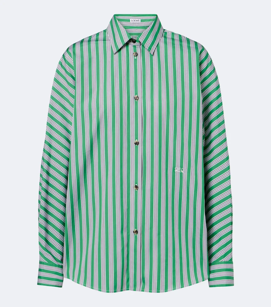 Double L striped cotton poplin shirt