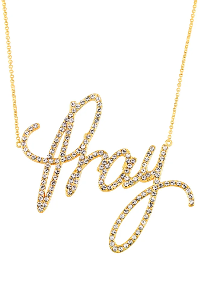 Pray Nameplate Necklace - Extra Large