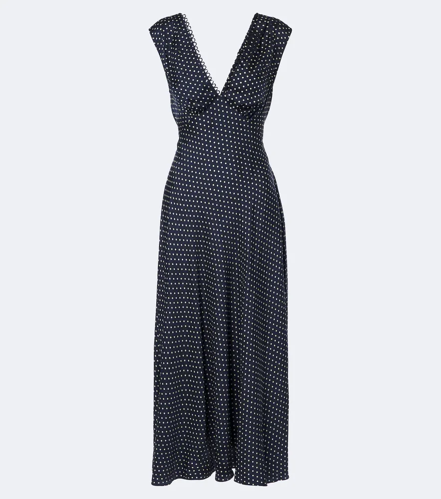 Tahlia polka dot silk-blend midi dress
