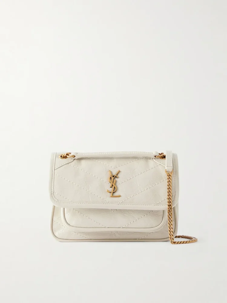 Niki mini Cassandre-embellished crinkled-leather shoulder bag