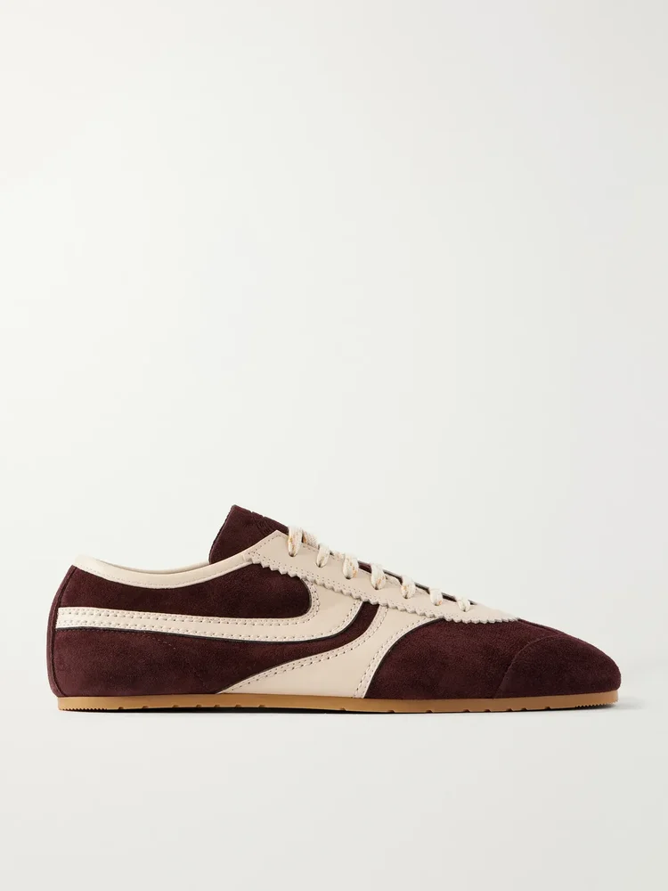 Leather-Trimmed Suede Sneakers