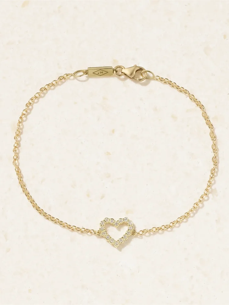 Open Heart 18-karat gold diamond bracelet