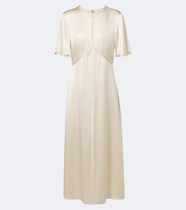 Aura silk satin midi dress