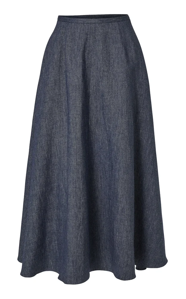 Half-Circle Linen-Cashmere Blend Skirt