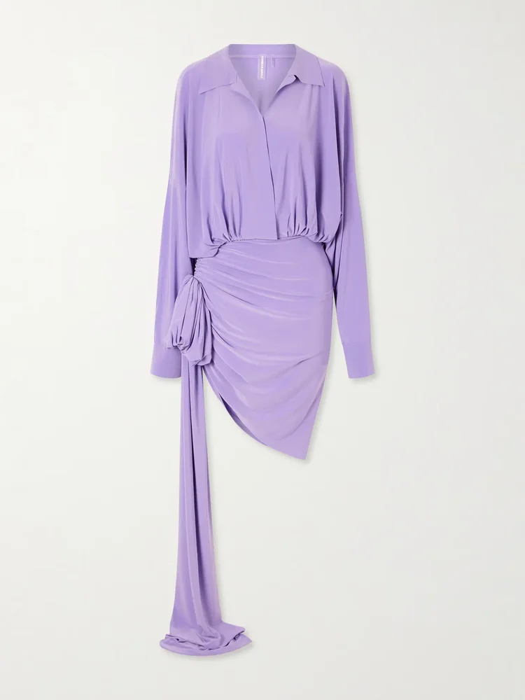 Gathered stretch-jersey mini dress