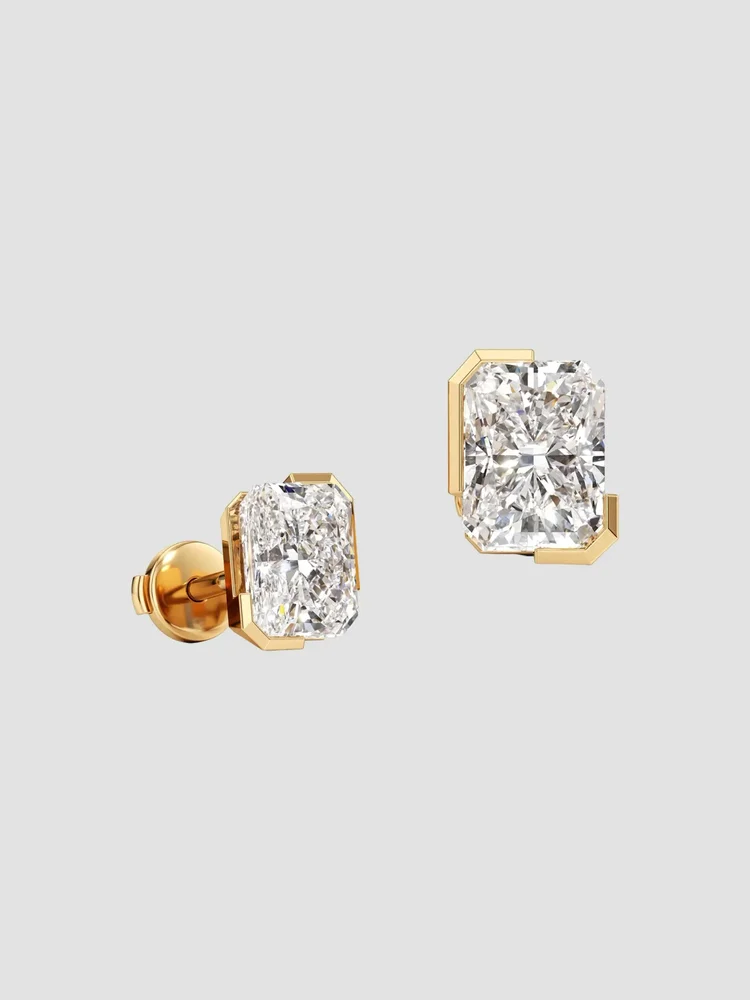 Meta 18K Gold & 2.08 TCW Lab-Grown Diamond Radiant-Cut Stud Earrings