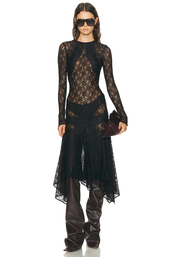 Long Sleeve Lace Midi Dress
