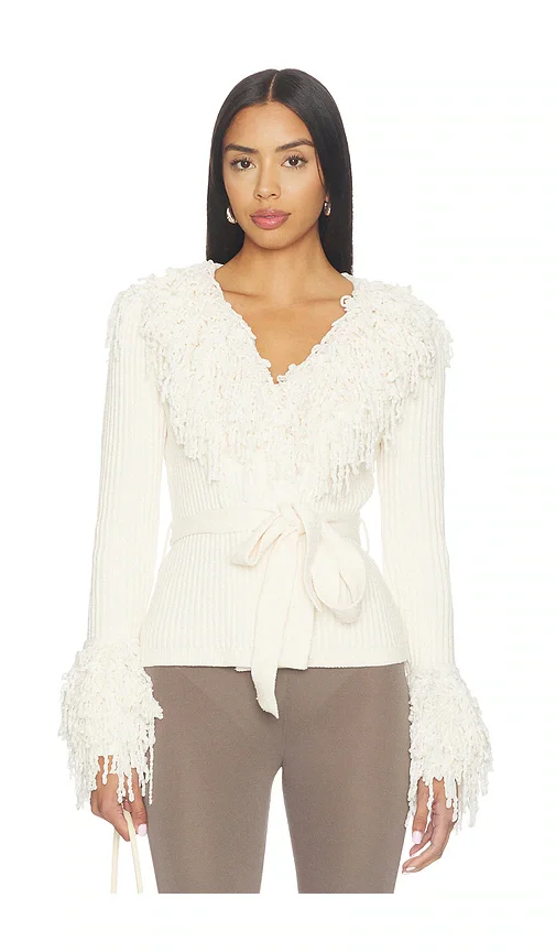 Knit Fringe V-neck Cardigan