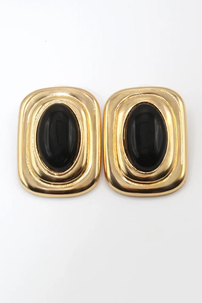Fifth Avenue Flame Statement Earrings in Black & Gold