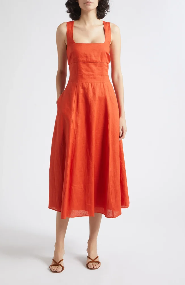 Dorethea Sleeveless Linen Midi Dress