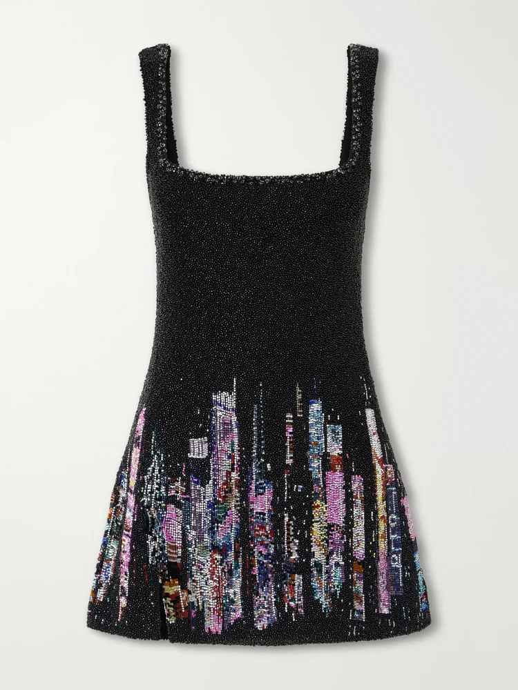 Tokyo embellished stretch-mesh mini dress