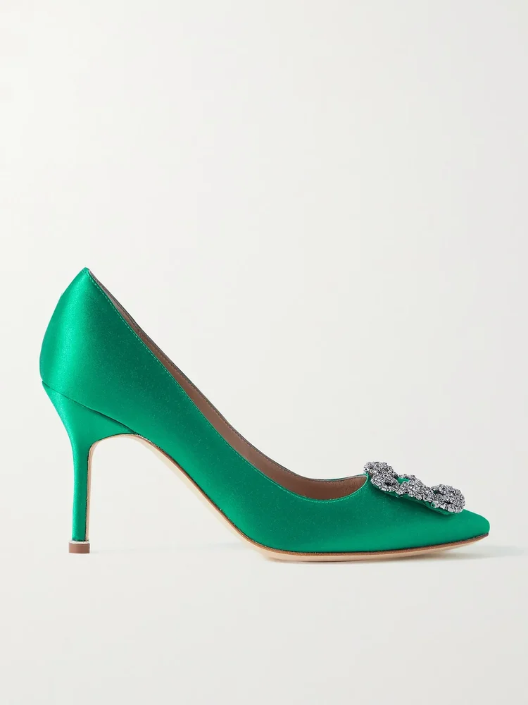 Hangisi 90 crystal-embellished satin pumps