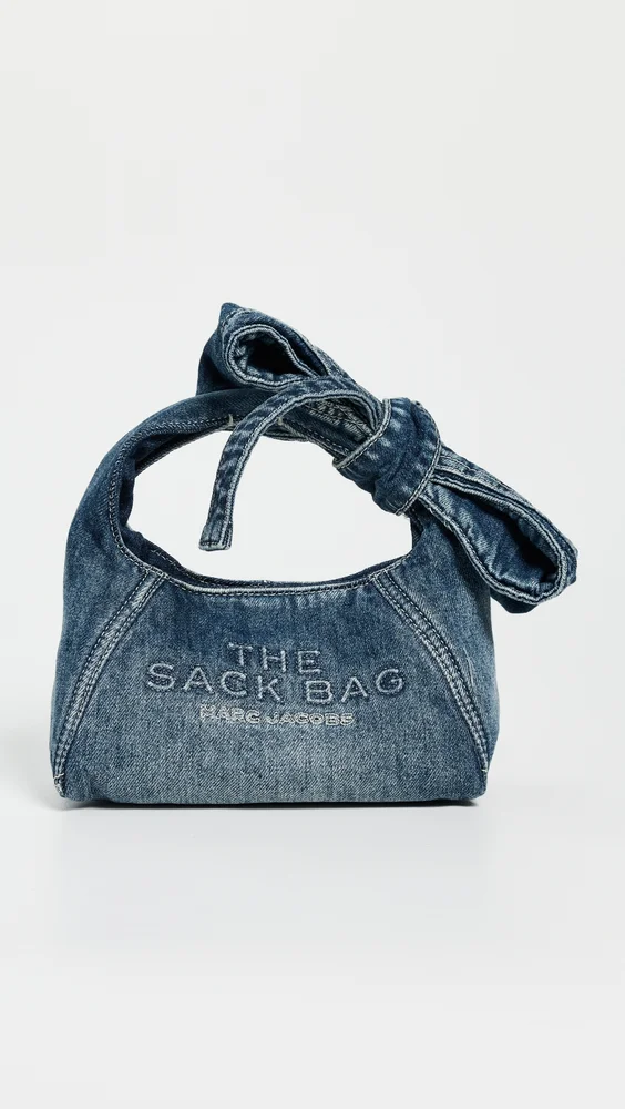 The Bow Denim Mini Sack Bag