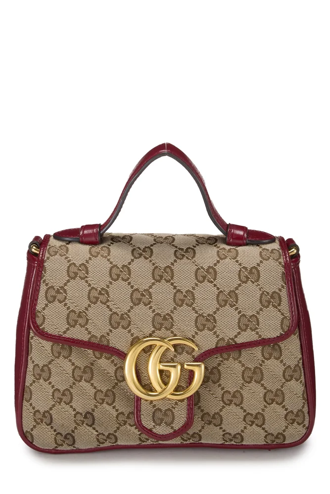 Red GG Canvas Marmont Top Handle Flap Bag Mini