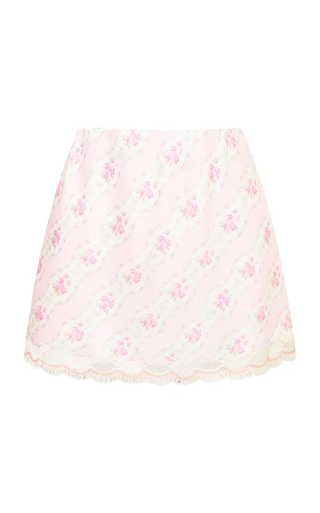 Bernes Floral Satin Mini Skirt