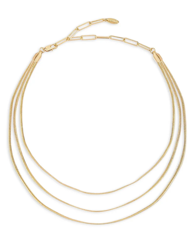 Triple Flex Snake Chain Necklace in 18K Gold Plated, 13"