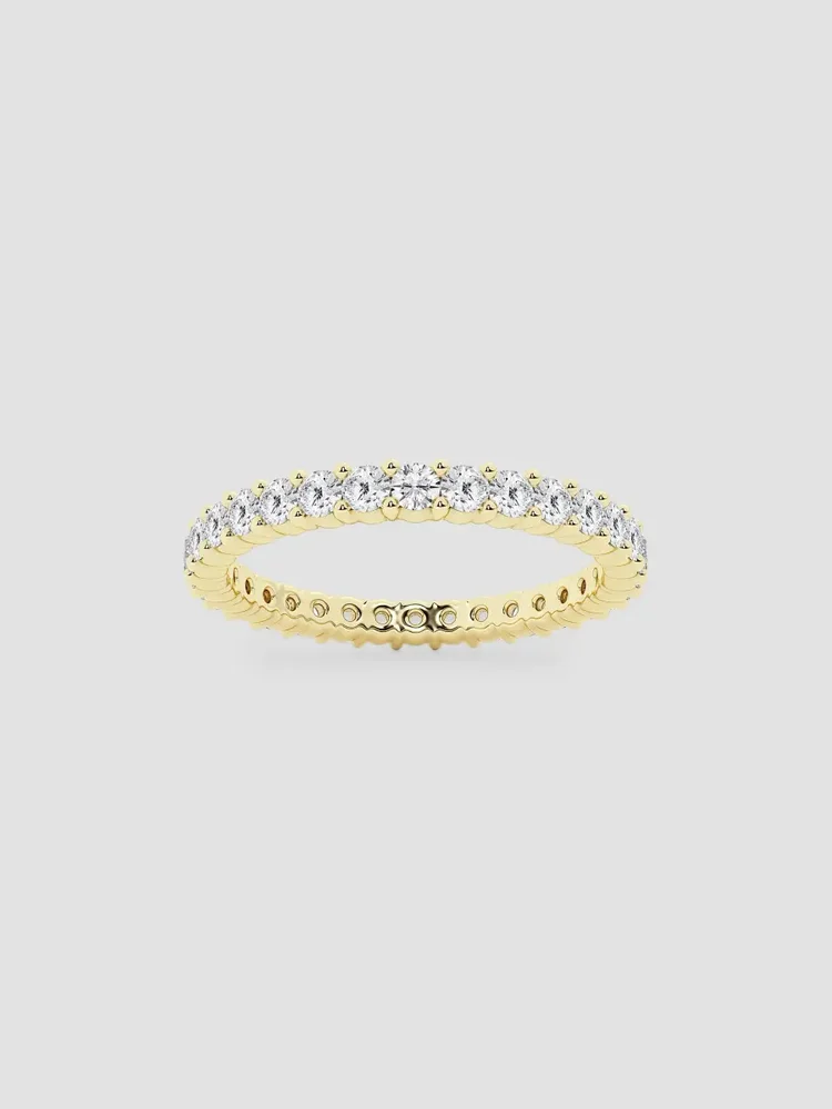 14K Yellow Gold Round Lab-Grown Diamond Shared-Prong Eternity Band